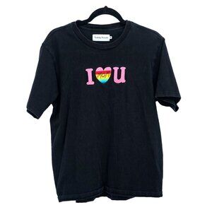 Teddy Fresh Adult Graphic T-Shirt Medium M‎ Black I Love You Mom Embroidered Tee
